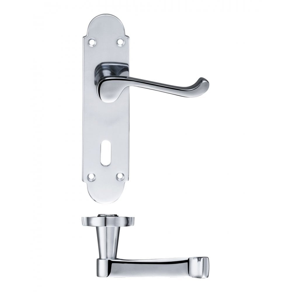 Zoo Hardware Oxford Lever Lock (57mm c/c) Furniture Polished Chrome 170 x 42mm FB011CP