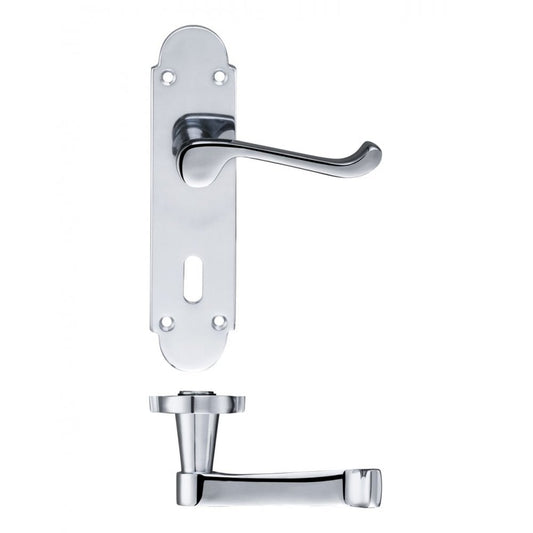 Zoo Hardware Oxford Lever Lock (57mm c/c) Furniture Polished Chrome 170 x 42mm FB011CP