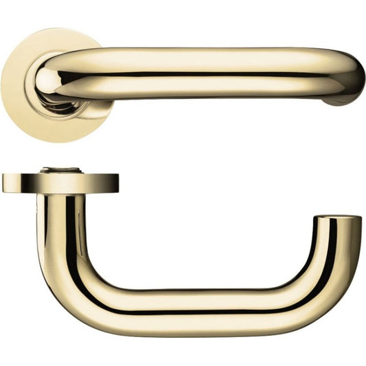 Zoo Hardware Polished Brass 19mm Return to Door Lever on Round Rose FB030