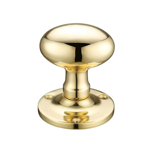 Zoo Hardware Polished Brass Oval Mortice Knob Furniture 62.5mm Rose dia FB200