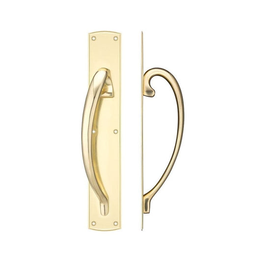 Zoo Hardware Polished Cast Brass Large Pull Handle with Backplate Left Handed 457 x 76mm FB118L