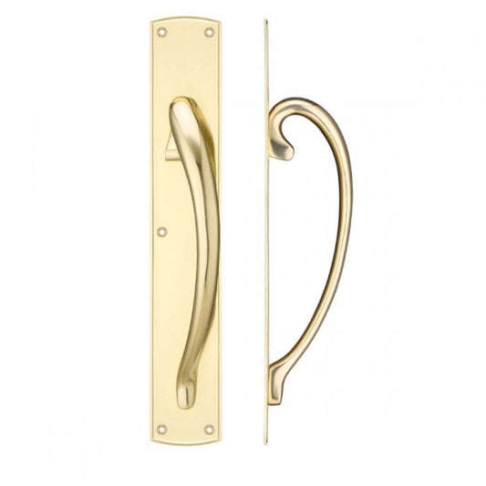 Zoo Hardware Polished Cast Brass Large Pull Handle with Backplate - Right Handed - 457 x 76mm FB118R