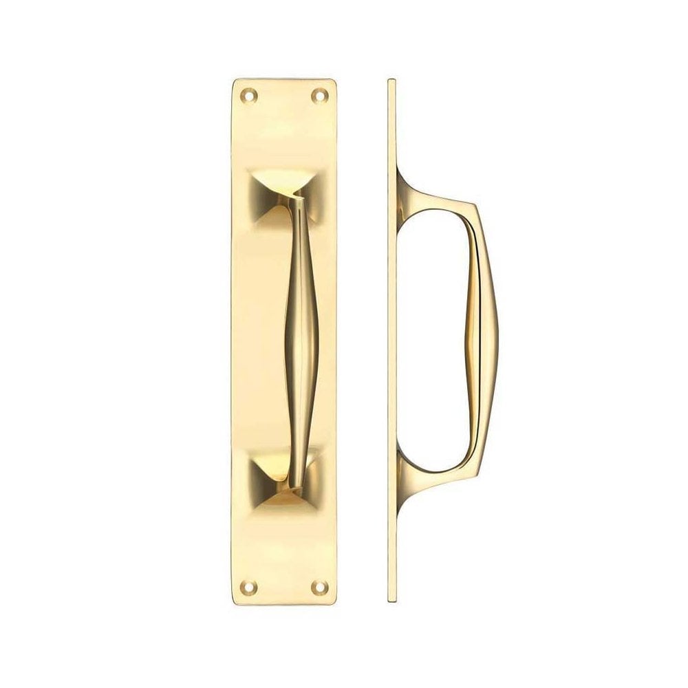 Zoo Hardware Polished Cast Brass Pull Handle with Backplate - 300 x 60mm FB112