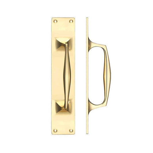 Zoo Hardware Polished Cast Brass Pull Handle with Backplate - 300 x 60mm FB112