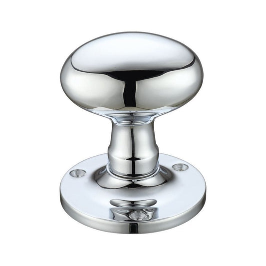 Zoo Hardware Polished Chrome Oval Mortice Knob Furniture 62.5mm Rose dia. FB200CP