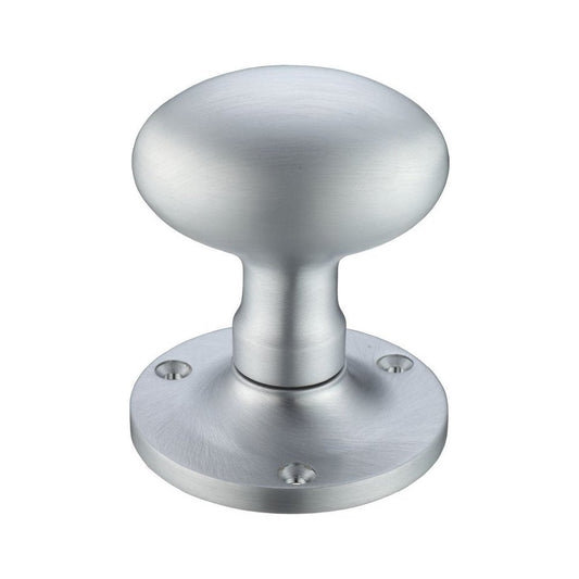 Zoo Hardware Satin Chrome Oval Mortice Knob Furniture 62.5mm Rose dia. FB200SC