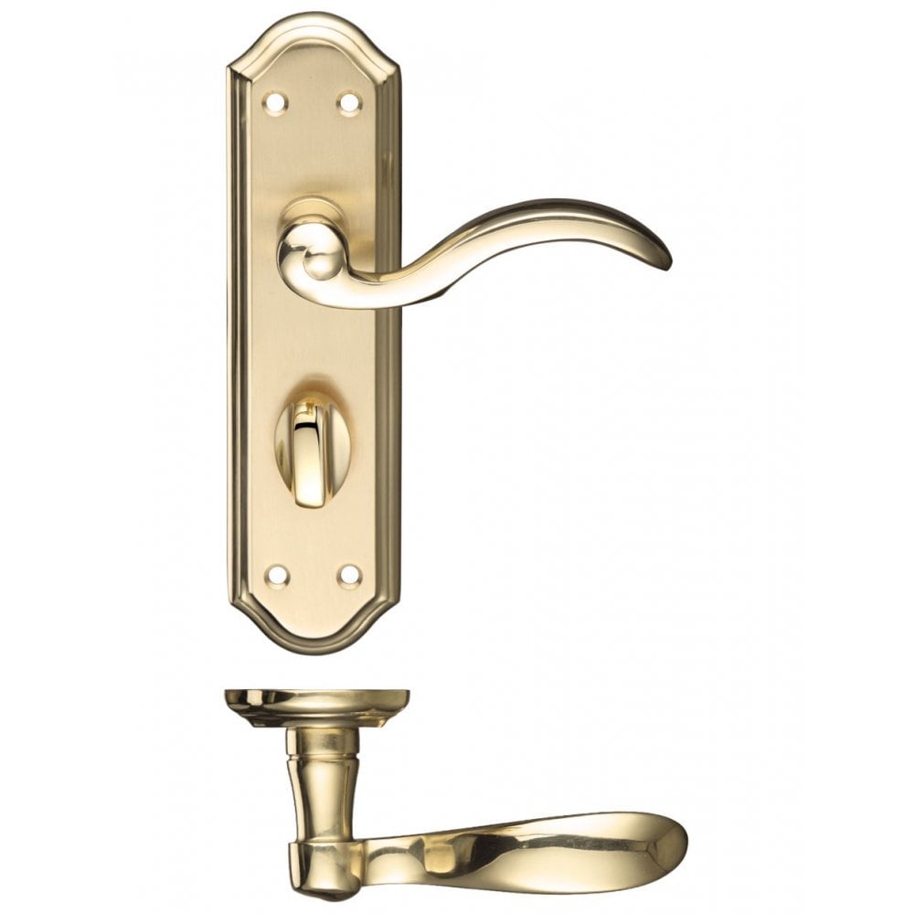 Zoo Hardware Winchester Satin Brass Lever Bathroom 180 x 48 x 57mm(c/c) FB053SBPB